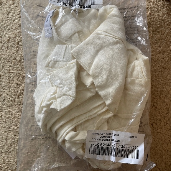 JustFab Off Shoulder Jumpsuit In Cream - Picture 8 of 11